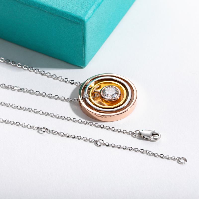 [COD] AnuJewelry P46  Moissanite Necklace for Women Satellite Pendant D Color VVS1 925 Sterling Silver Trinity Necklace 40+2+3cm Extended Chain