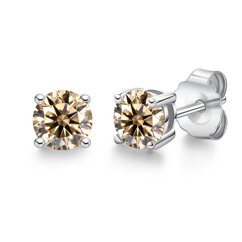 [COD] AnuJewelry E28 Moissanite Round Cut 4mm 0.3ct D Color 4 Prong 100% Legit Italy 925 Sterling Silver Stud Earring for Woman Eman Jewelry