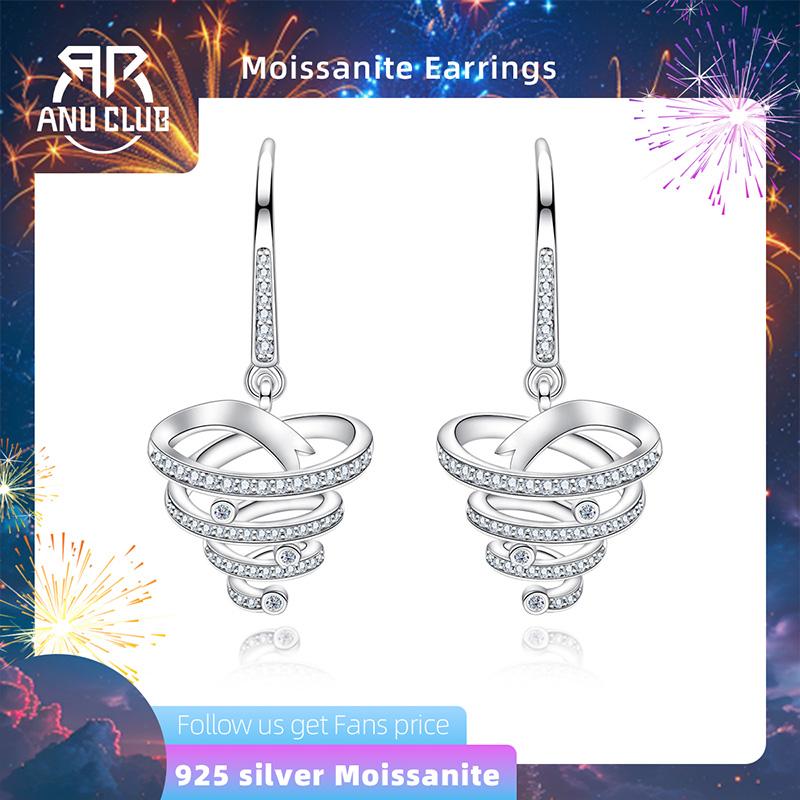 [COD] AnuJewelry R02  Moissanite Earrings Heart Dangle Earring D Color VVS1 925 Sterling Silver Love Tornado Drop Earring