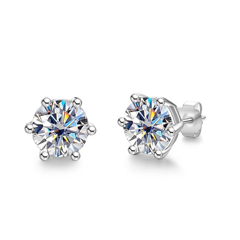 [COD] AnuJewelry E23 Moissanite Round Cut 0.5/1/2ct D Color 6 Prong 100% Legit Italy 925 Sterling Silver Stud Earring for Woman Eman Jewelry