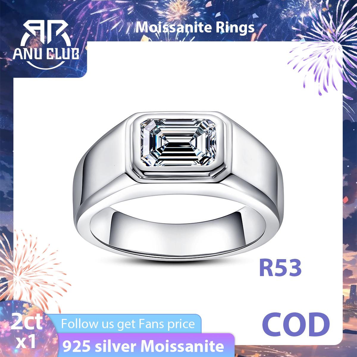 [COD] AnuJewelry R53 Moissanite Bezel setting 100% Legit Italy 925 Sterling Silver Round Cut D Color 2CT Engagement Solitaire Ring For Woman Eman Jewelry