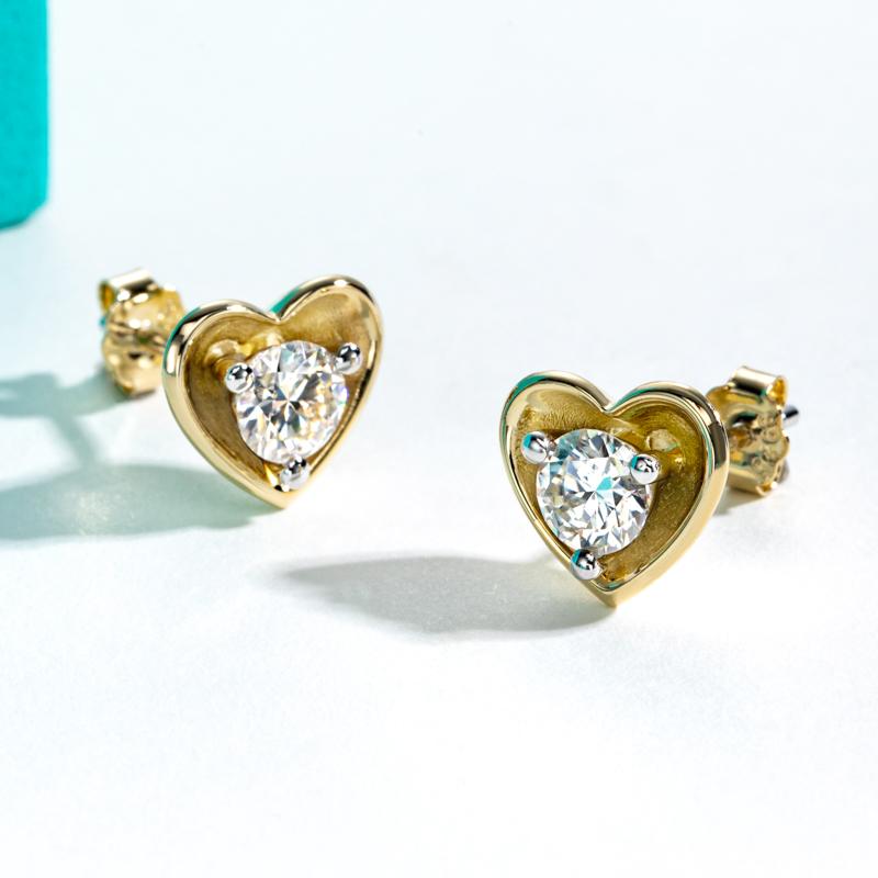[COD] AnuJewelry CE23 Moissanite Two Way Studs Heart Shaped Earring Jackets for Woman Eman Jewelry Lab Created Gift for Her GRA Certified 0.5 CT Each