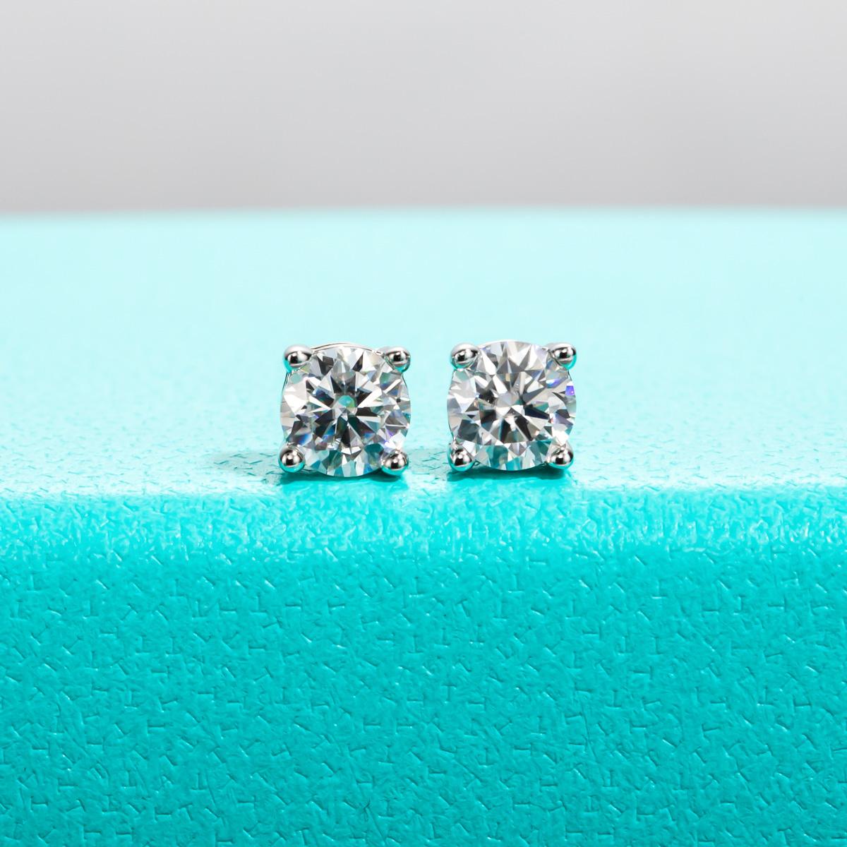 [COD] AnuJewelry 2/1.5/1/0.8/0.3ct Total Moissanite Stud Earrings Anti-allergy 925 Sterling Silver Earrings Jewelry Woman Eman Jewelry