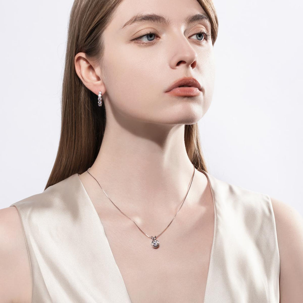 [COD] AnuJewelry P85 Moissanite Round Cut Bezel setting Moissanite 1/2ct D Color 100% Legit Italy 925 Sterling Silver Pendant Necklaces Bubble Necklace for Woman Eman Jewelry