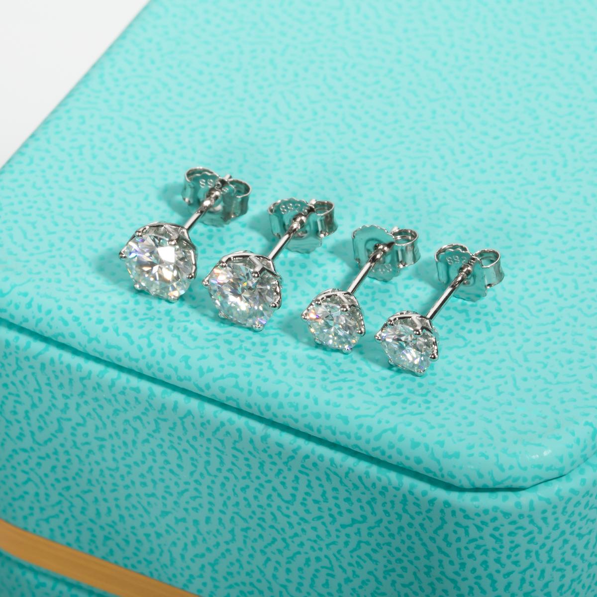 [COD] AnuJewelry E75 Moissanite Round Cut 0.5/1ct D Color 6 Prong 100% Legit Italy 925 Sterling Silver Stud Earring for Woman Eman Jewelry