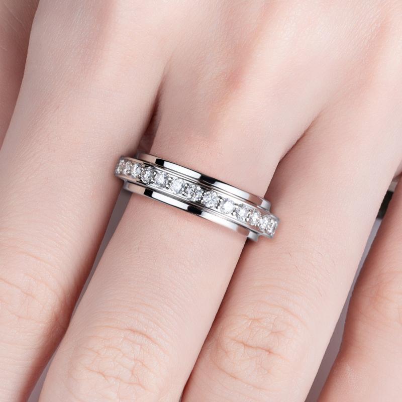 [COD] AnuJewelry S150 Moissanite Spinner Eternity Band Rings Plated Fidget Spinners Wedding Band Ring Unzip Jewelry Gifts Woman Eman Jewelry