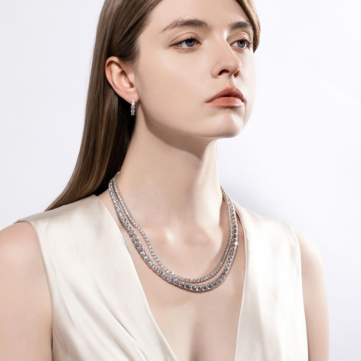 [COD] AnuJewelry PD1 4mm D Color Moissanite  Tennis Necklace Plated 100% Legit Italy 925 Sterling Silver Necklace Customs Jewelry Woman Eman Jewelry [COD] AnuJewelryclub [COD] AnuJewelry Jewelry EMAN