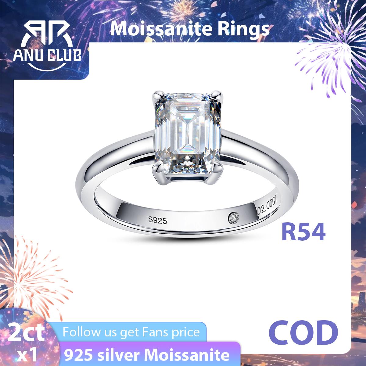 [COD] AnuJewelry R54 Moissanite Four Prong 100% Legit Italy 925 Sterling Silver Square Cut D Color 2CT Engagement Solitaire Ring For Woman Eman Jewelry