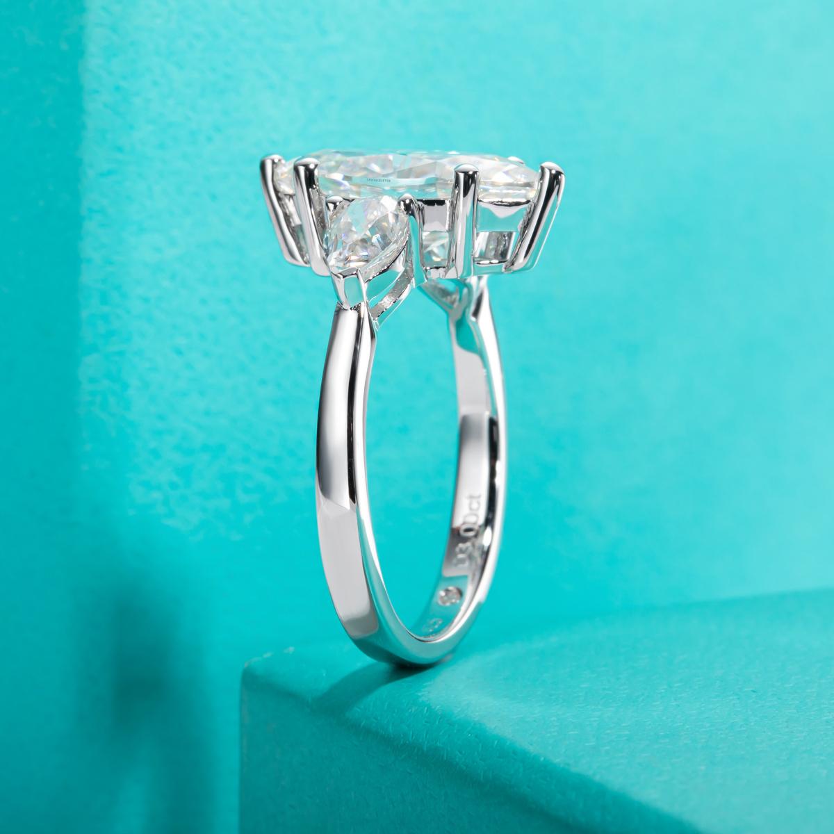 [COD] AnuJewelry R68 Moissanite Six Prong 100% Legit Italy 925 Sterling Silver Marquise Cut D Color 4CT Engagement Solitaire Ring For Woman Eman Jewelry