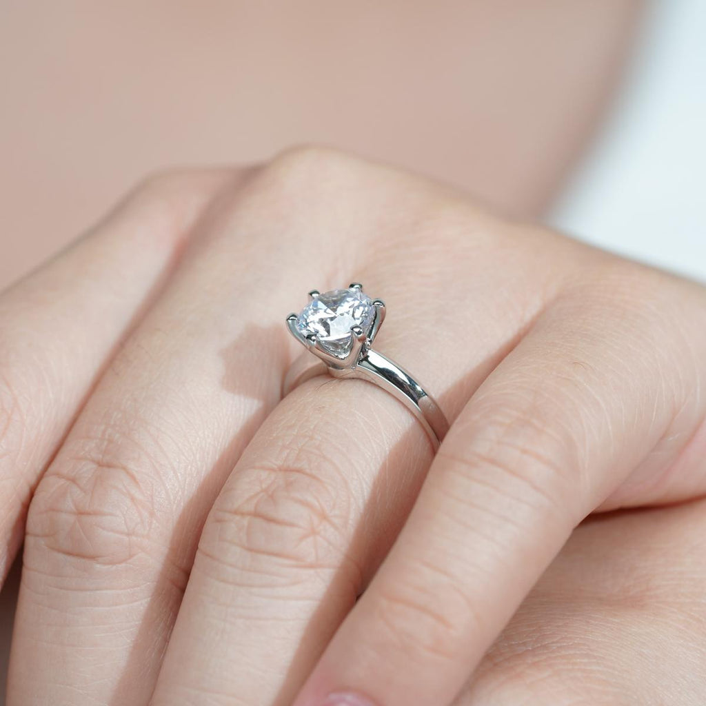 [COD] AnuJewelry R40 Moissanite Six Prong 100% Legit Italy 925 Sterling Silver Round Cut D Color 0.5/1/3CT Engagement Solitaire Ring For Woman Eman Jewelry