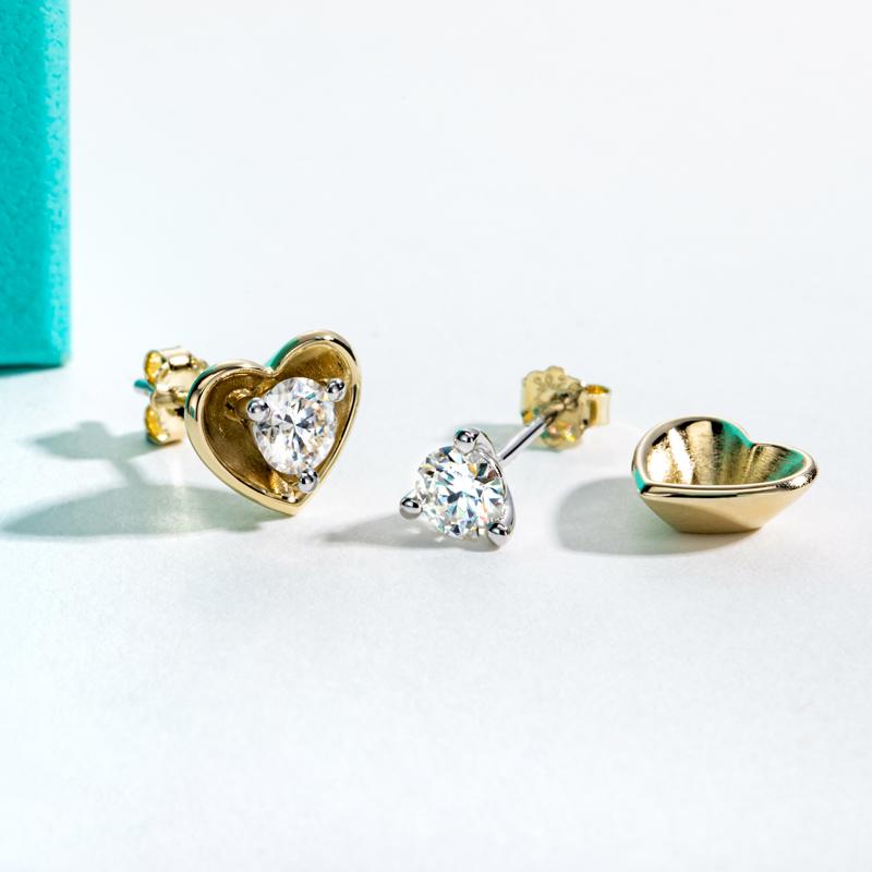 [COD] AnuJewelry CE23 Moissanite Two Way Studs Heart Shaped Earring Jackets for Woman Eman Jewelry Lab Created Gift for Her GRA Certified 0.5 CT Each