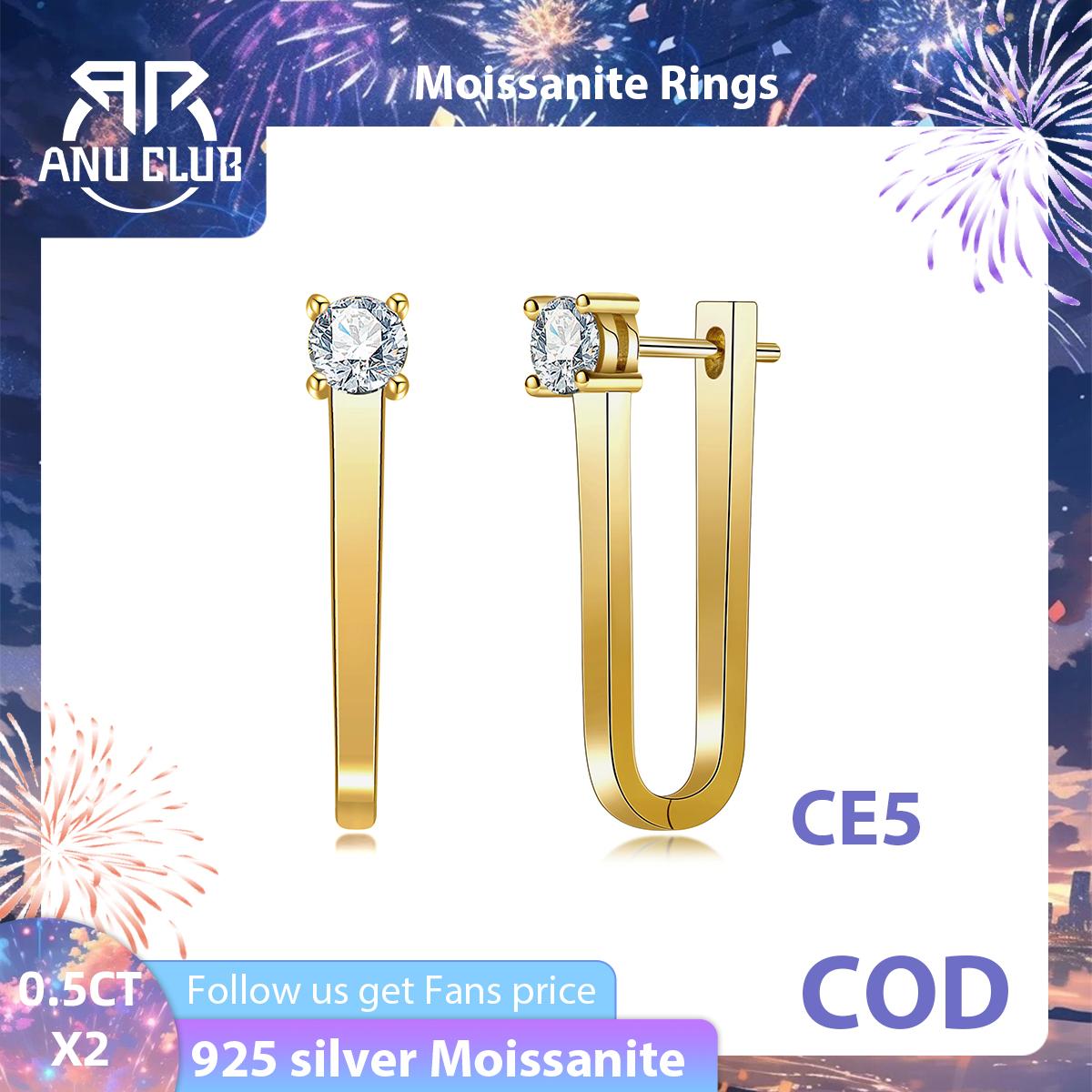 [COD] AnuJewelry CE5 Moissanite Hoop Earrings Paper Clip Huggie Earring for Woman Eman Jewelry Lab Created Gift for Her GRA Certified 0.5 CTTW EachCOD