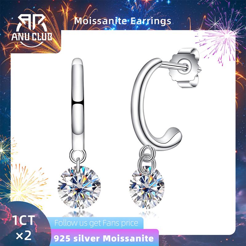 [COD] AnuJewelry R04 Moissanite Dangle Earrings Drop Earring 2CTTW D Color VVS1 925 Sterling Silver Moissanite Earring