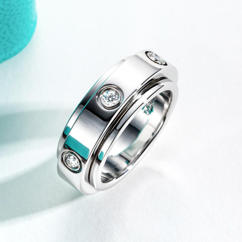 [COD] AnuJewelry S149 Moissanite Gear Spinner Rings  2.5mm D Color VVS1 Moissanite Fidget Bands Eternity Rings for Woman Eman Jewelry