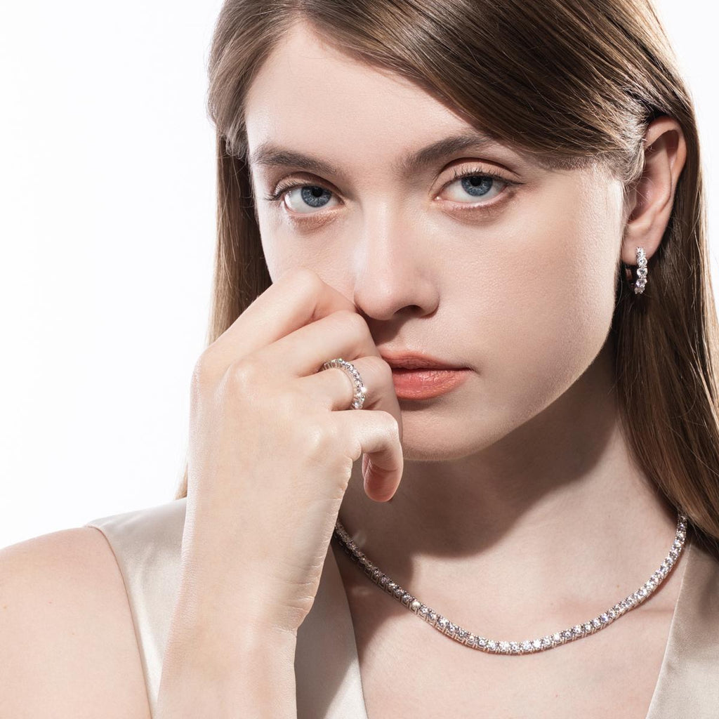 [COD] AnuJewelry R64 Moissanite Four Prong 100% Legit Italy 925 Sterling Silver Round Cut D Color 5CT Eternity Band Ring For Woman Eman Jewelry