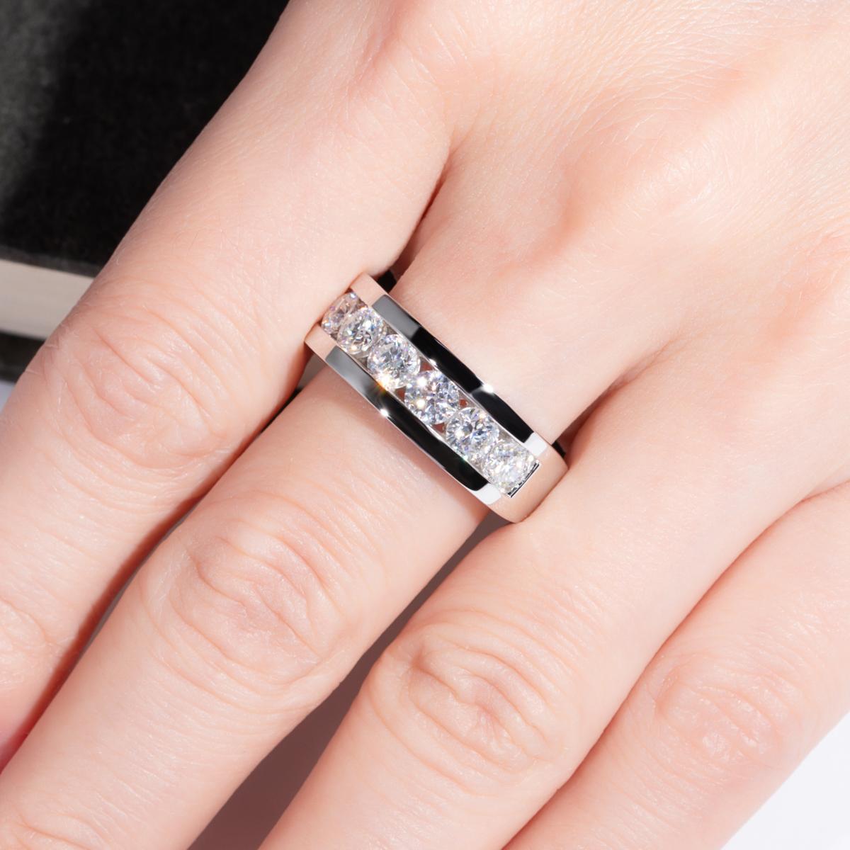 [COD] AnuJewelry Couple Ring Moissanite Bezel setting 100% Legit Italy 925 Sterling Silver Round Cut D Color 2.1CT Eternity Band Ring For Woman Eman Jewelry