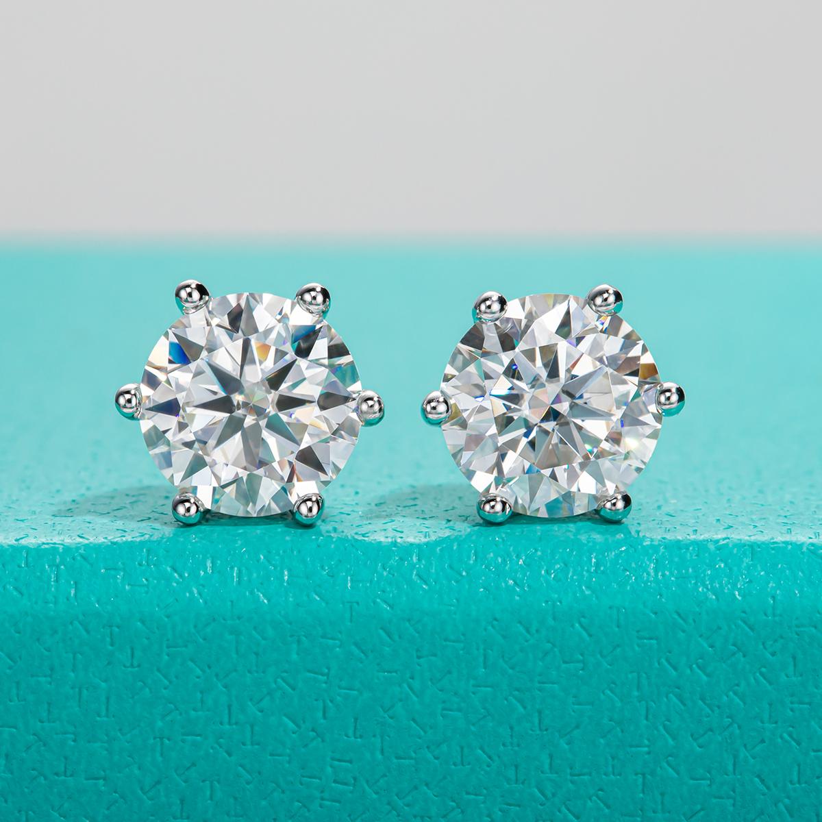 [COD] AnuJewelry E23 Moissanite Round Cut 0.5/1/2ct D Color 6 Prong 100% Legit Italy 925 Sterling Silver Stud Earring for Woman Eman Jewelry