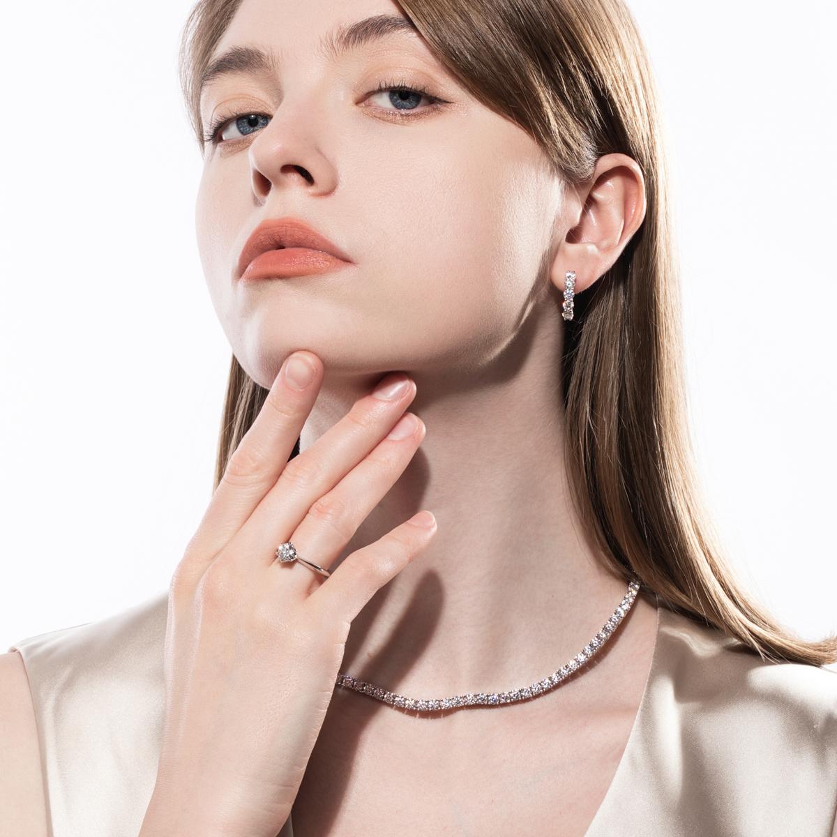 [COD] AnuJewelry R40 Moissanite Six Prong 100% Legit Italy 925 Sterling Silver Round Cut D Color 0.5/1/3CT Engagement Solitaire Ring For Woman Eman Jewelry