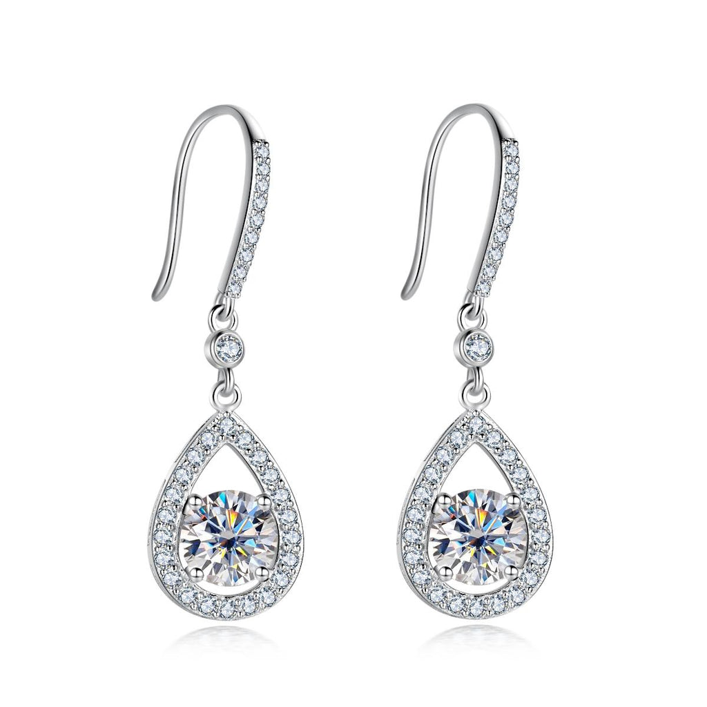 [COD] AnuJewelry E41 Moissanite Round Cut 1ct D Color 4 Prong 100% Legit Italy 925 Sterling Silver Drop Earring for Woman Eman Jewelry