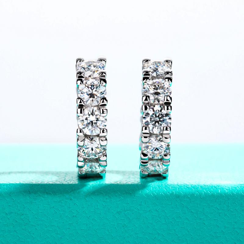 [COD] AnuJewelry E14 Moissanite Hoop Earrings 2.4cttw D Color VVS1 925 Sterling Silver 3mm Moissanite Huggie Earrings