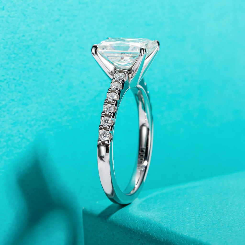 [COD] AnuJewelry R60 Moissanite Four Prong 100% Legit Italy 925 Sterling Silver Square Cut D Color 3CT Engagement Solitaire Ring For Woman Eman Jewelry