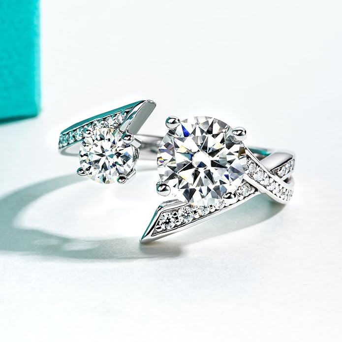 [COD] AnuJewelry R10 S925 Moissanite 8.0mm Double Head Open Ring Fashion Accessories EMAN Giving Gifts
