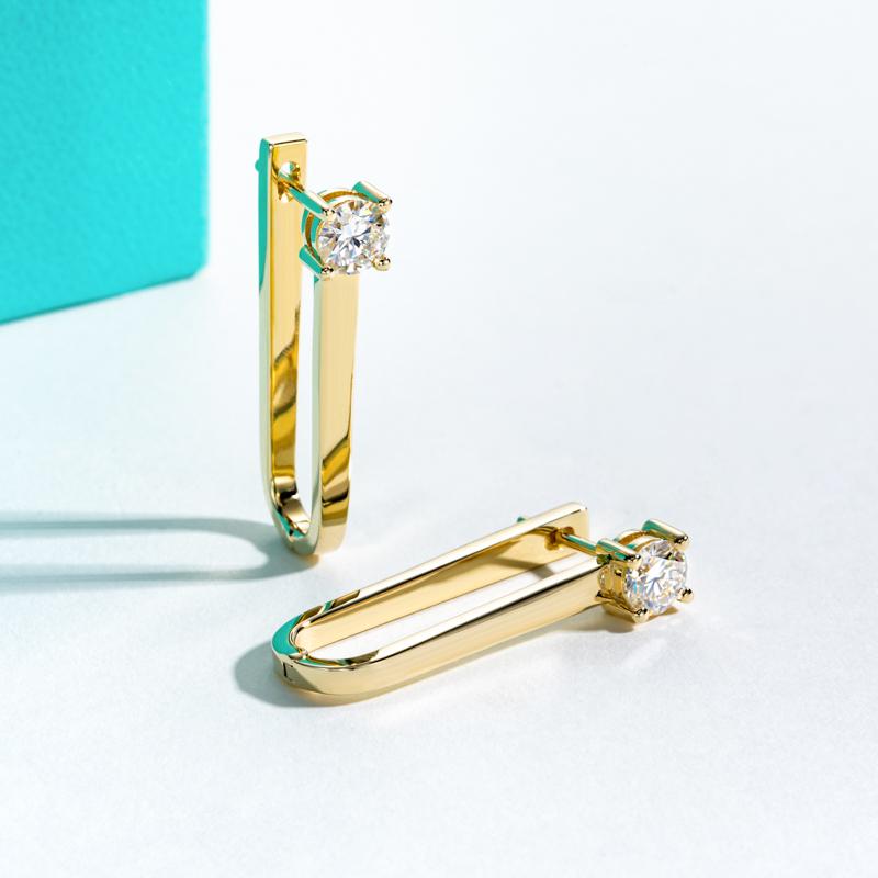 [COD] AnuJewelry CE5 Moissanite Hoop Earrings Paper Clip Huggie Earring for Woman Eman Jewelry Lab Created Gift for Her GRA Certified 0.5 CTTW EachCOD