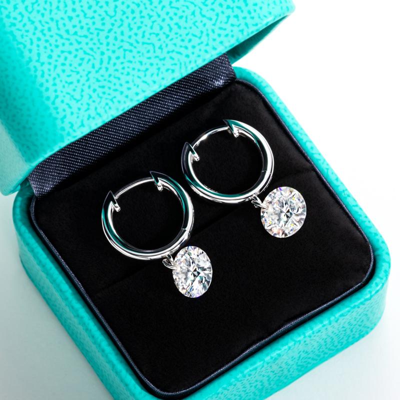 [COD] AnuJewelry E06 Moissanite Earrings Dangle Earring 4CTTW D Color VVS1 925 Sterling Silver Moissanite Drop Hoop Earring
