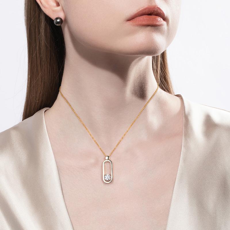 [COD] AnuJewelry CN72 Moissanite Necklace Paperclip Pendants for Woman Eman Jewelry  Lab Created Gift for Her GRA Certified 2 Cttw