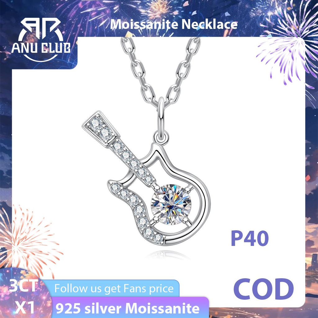 [COD] AnuJewelry P40 Moissanite Round Cut Moissanite 9mm 3ct D Color 45cm Chain 100% Legit Italy 925 Sterling Silver Pendant Necklaces Bubble Necklace for Woman Eman Jewelry