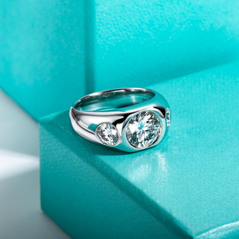 [COD] AnuJewelry R115 3cttw D Color Moissanite Men Ring 100% Legit Italy 925 Sterling Silver Plated Lab Created Gem Engagement Rings For Men