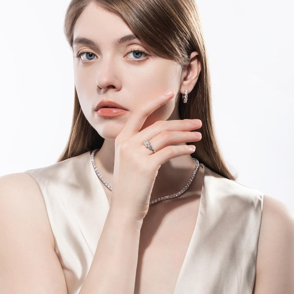 [COD] AnuJewelry R05 Moissanite Four Prong 100% Legit Italy 925 Sterling Silver Square Cut 3 Stone D Color 1.5CT Engagement Solitaire Ring For Woman Eman Jewelry