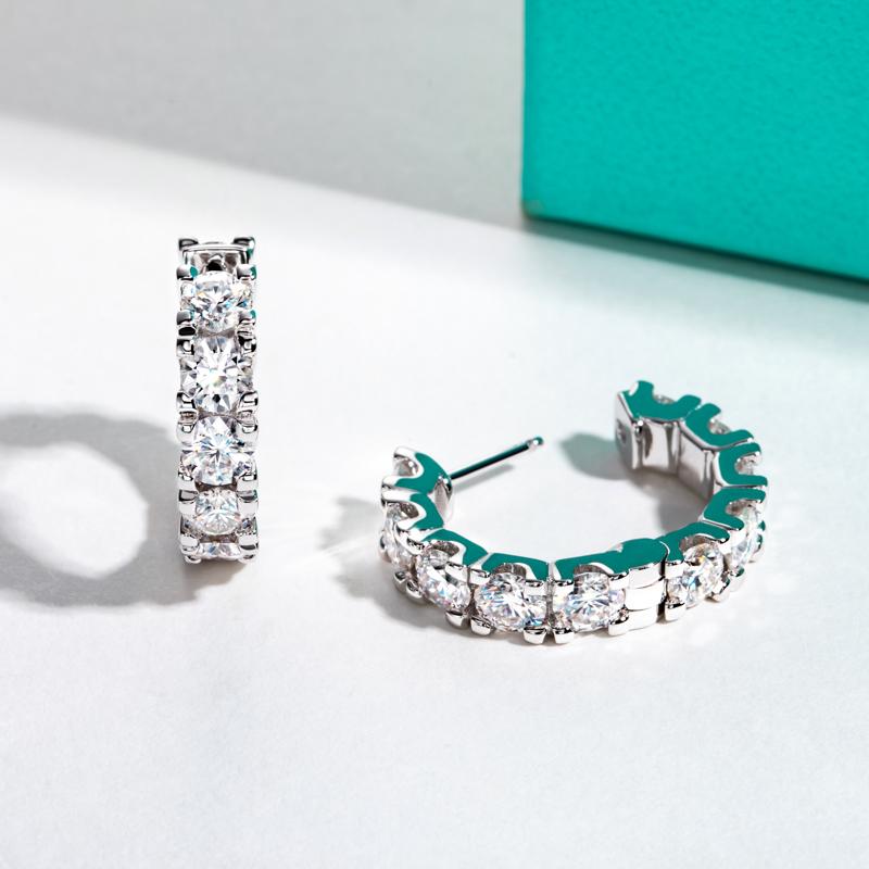 [COD] AnuJewelry E14 Moissanite Hoop Earrings 2.4cttw D Color VVS1 925 Sterling Silver 3mm Moissanite Huggie Earrings
