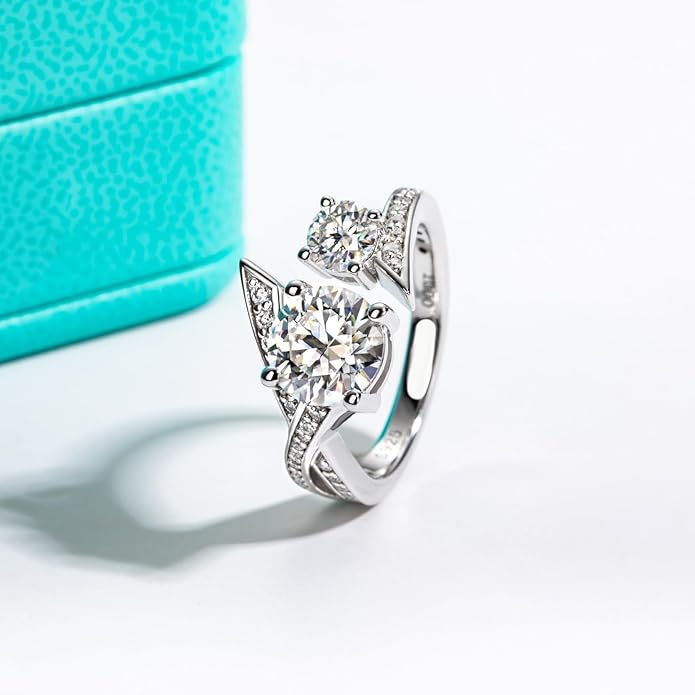 [COD] AnuJewelry R10 S925 Moissanite 8.0mm Double Head Open Ring Fashion Accessories EMAN Giving Gifts