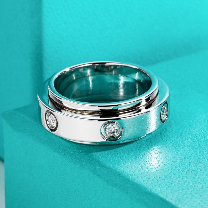 [COD] AnuJewelry S149 Moissanite Gear Spinner Rings  2.5mm D Color VVS1 Moissanite Fidget Bands Eternity Rings for Woman Eman Jewelry