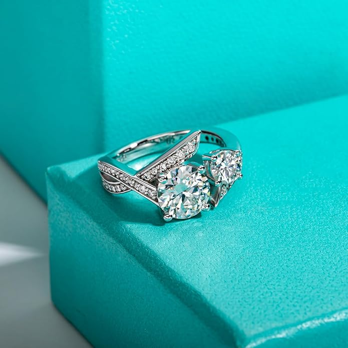 [COD] AnuJewelry R10 S925 Moissanite 8.0mm Double Head Open Ring Fashion Accessories EMAN Giving Gifts