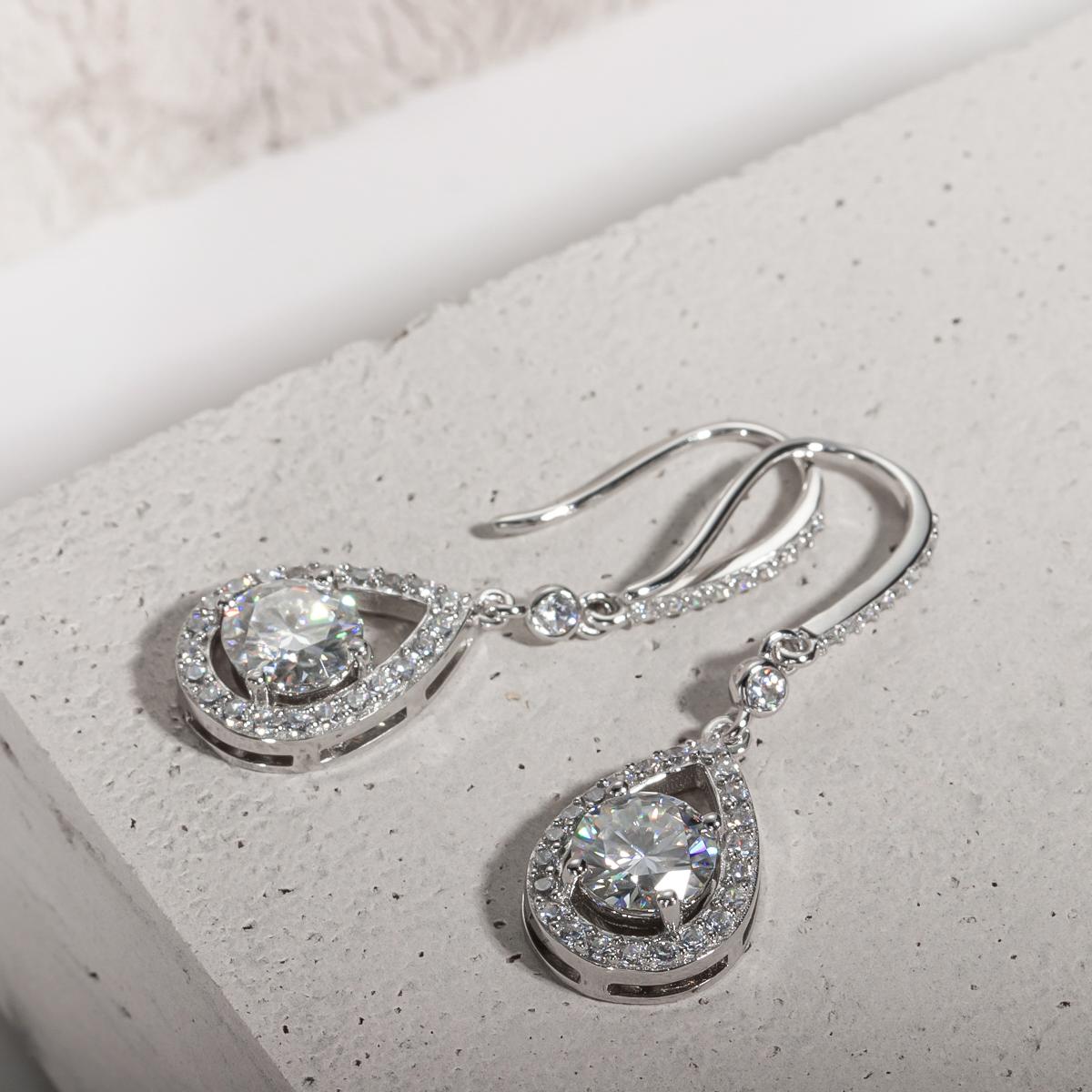 [COD] AnuJewelry E41 Moissanite Round Cut 1ct D Color 4 Prong 100% Legit Italy 925 Sterling Silver Drop Earring for Woman Eman Jewelry