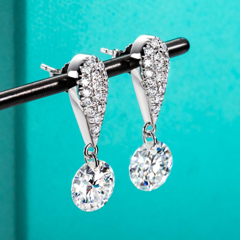 [COD] AnuJewelry E29  Moissanite Earrings Dangle Earring 6.56CTTW(3CT Center Stone) D Color VVS1 925 Sterling Silver Moissanite Drop Earring