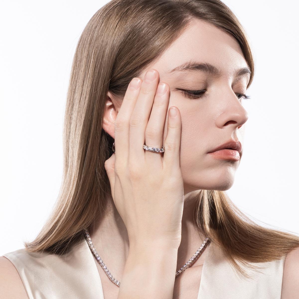 [COD] AnuJewelry R64 Moissanite Four Prong 100% Legit Italy 925 Sterling Silver Round Cut D Color 5CT Eternity Band Ring For Woman Eman Jewelry