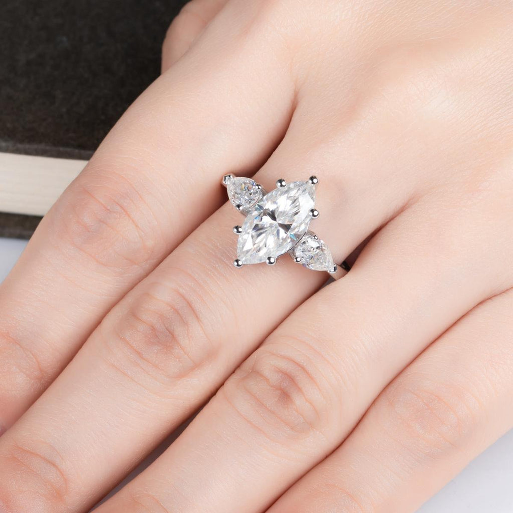 [COD] AnuJewelry R68 Moissanite Six Prong 100% Legit Italy 925 Sterling Silver Marquise Cut D Color 4CT Engagement Solitaire Ring For Woman Eman Jewelry