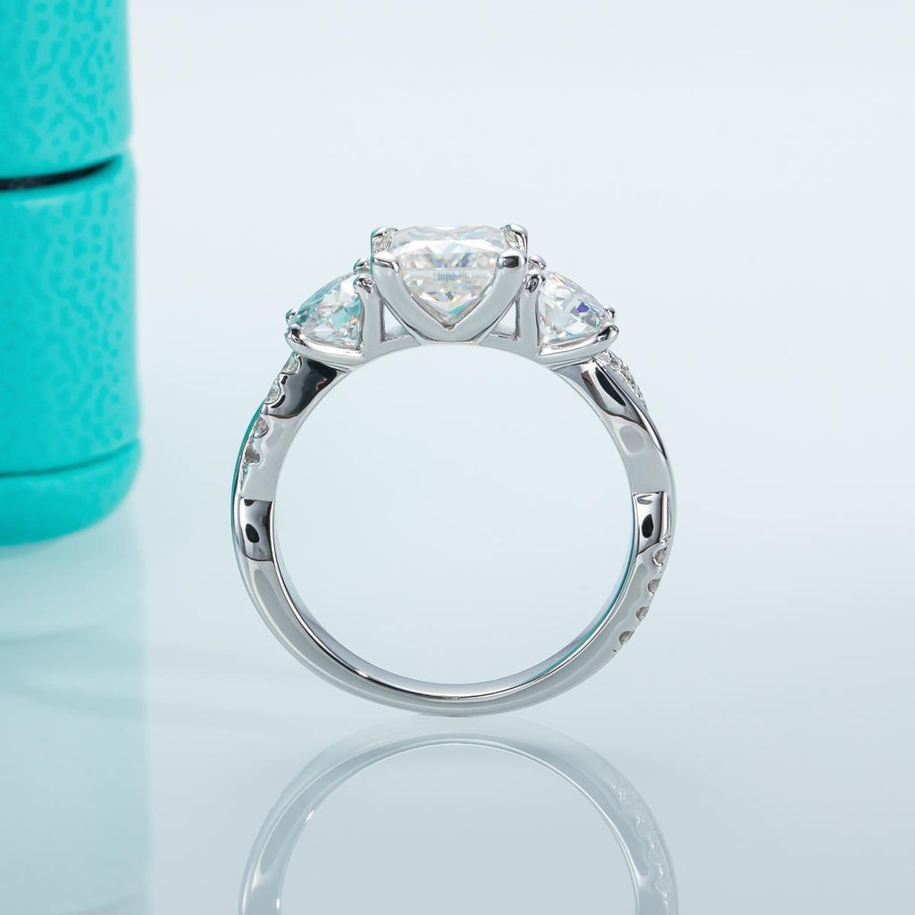 [COD] AnuJewelry R05 Moissanite Four Prong 100% Legit Italy 925 Sterling Silver Square Cut 3 Stone D Color 1.5CT Engagement Solitaire Ring For Woman Eman Jewelry