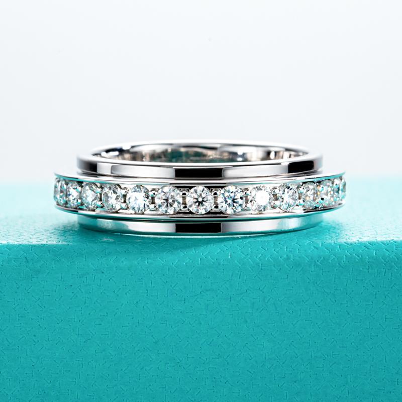 [COD] AnuJewelry S150 Moissanite Spinner Eternity Band Rings Plated Fidget Spinners Wedding Band Ring Unzip Jewelry Gifts Woman Eman Jewelry