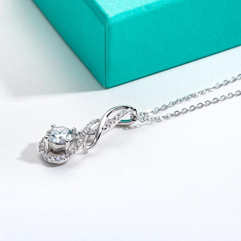 [COD] AnuJewelry P38  Moissanite Pendant Infinity Necklace D Color VVS1 925 Sterling Silver Necklace 40+2+3cm Extended Chain