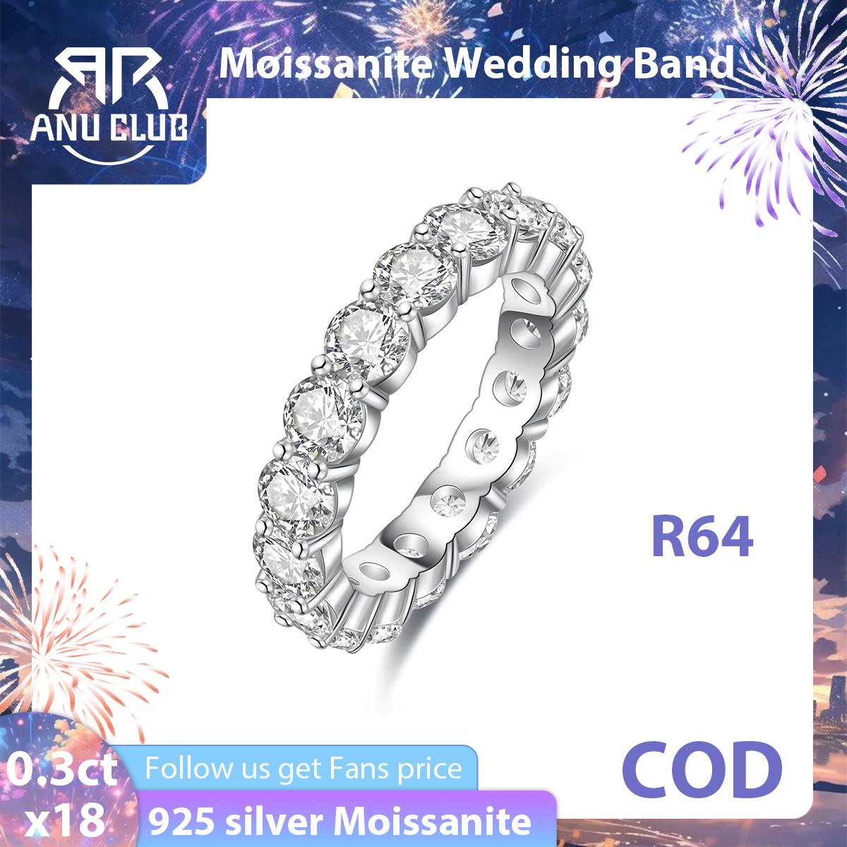 [COD] AnuJewelry R64 Moissanite Four Prong 100% Legit Italy 925 Sterling Silver Round Cut D Color 5CT Eternity Band Ring For Woman Eman Jewelry