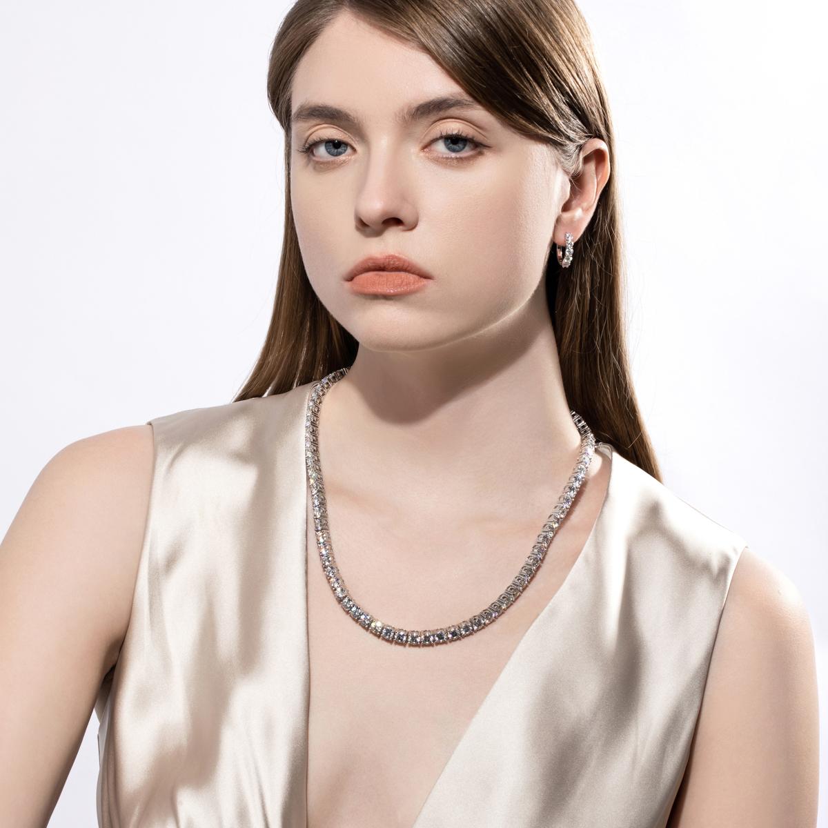 [COD] AnuJewelry PD2 6.5mm 66cttw D Color Moissanite Tennis Chain Necklace 100% Legit Italy 925 Sterling Silver Plated Neckalces Jewelry [COD] AnuJewelryclub [COD] AnuJewelry Jewelry EMAN