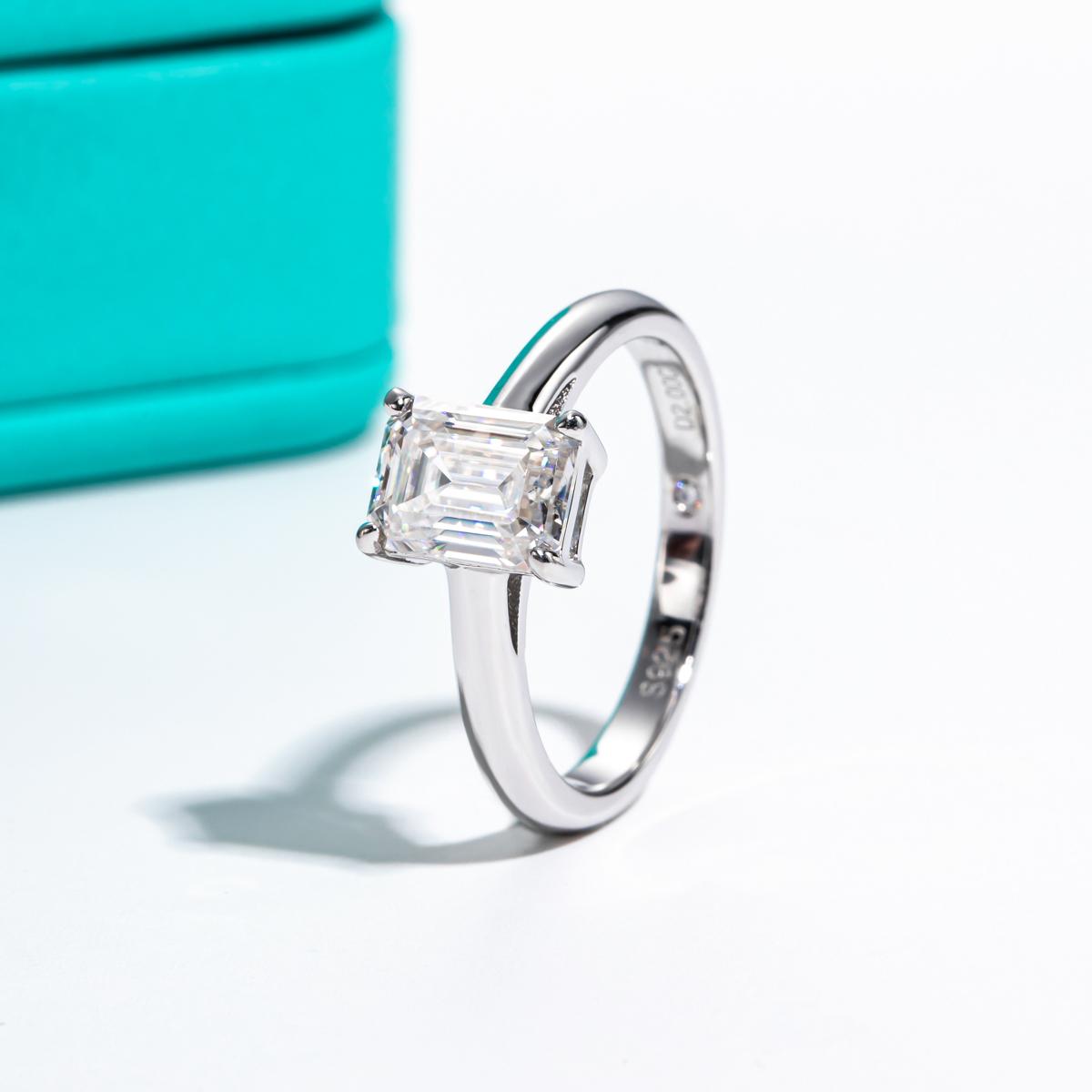 [COD] AnuJewelry R54 Moissanite Four Prong 100% Legit Italy 925 Sterling Silver Square Cut D Color 2CT Engagement Solitaire Ring For Woman Eman Jewelry