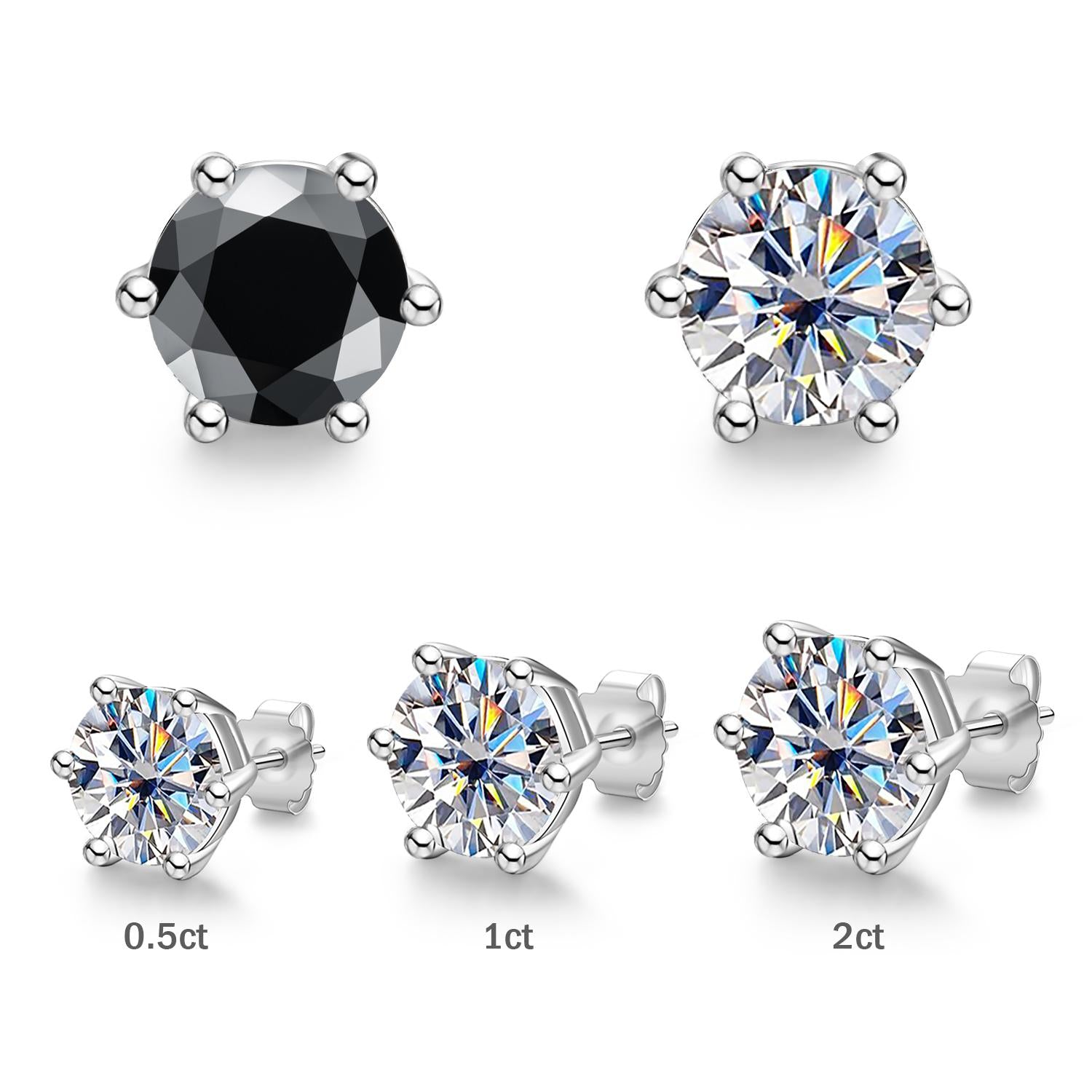 [COD] AnuJewelry E23 Moissanite Round Cut 0.5/1/2ct D Color 6 Prong 100% Legit Italy 925 Sterling Silver Stud Earring for Woman Eman Jewelry