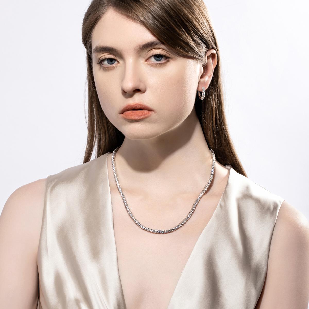 [COD] AnuJewelry PD1 4mm D Color Moissanite  Tennis Necklace Plated 100% Legit Italy 925 Sterling Silver Necklace Customs Jewelry Woman Eman Jewelry [COD] AnuJewelryclub [COD] AnuJewelry Jewelry EMAN