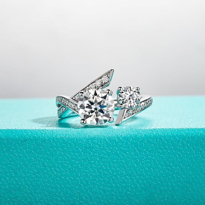 [COD] AnuJewelry R10 S925 Moissanite 8.0mm Double Head Open Ring Fashion Accessories EMAN Giving Gifts