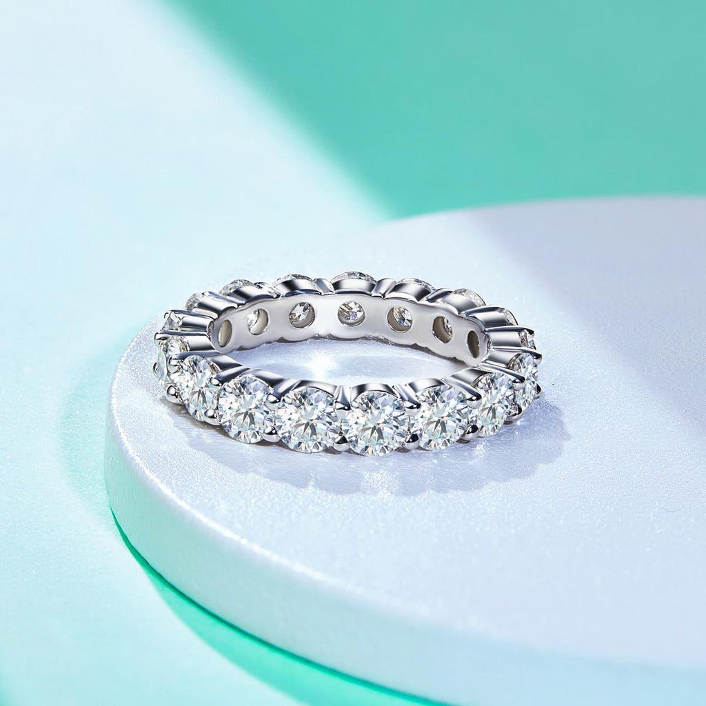 [COD] AnuJewelry R64 Moissanite Four Prong 100% Legit Italy 925 Sterling Silver Round Cut D Color 5CT Eternity Band Ring For Woman Eman Jewelry